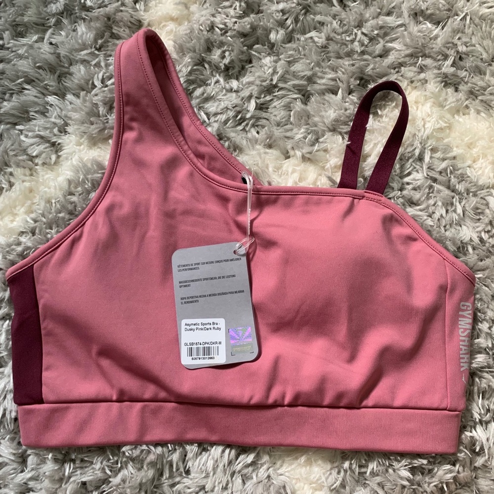 Gymshark asymmetric sports bra dusty pink/darkruby